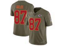 Youth Nike Kansas City Chiefs #87 Travis Kelce Limited Olive 2017 Salute to Service NFL Jersey
