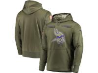 Youth Nike Minnesota Vikings Olive Salute to Service Sideline Therma Performance Pullover Hoodie