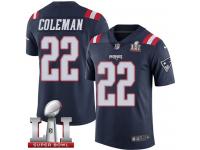 Youth Nike New England Patriots #22 Justin Coleman Limited Navy Blue Rush Super Bowl LI 51 NFL Jersey