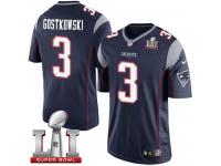 Youth Nike New England Patriots #3 Stephen Gostkowski Elite Navy Blue Team Color Super Bowl LI 51 NFL Jersey