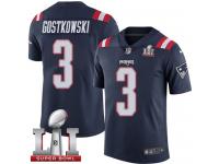 Youth Nike New England Patriots #3 Stephen Gostkowski Limited Navy Blue Rush Super Bowl LI 51 NFL Jersey