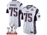 Youth Nike New England Patriots #75 Ted Karras Elite White Super Bowl LI 51 NFL Jersey