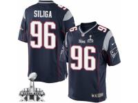Youth Nike New England Patriots #96 Sealver Siliga Navy Blue Team Color Super Bowl XLIX NFL Jersey