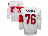 Youth Nike Team Canada #76 P.K Subban Premier White Home 2014 Olympic Hockey Jersey