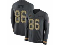 Youth Nike Washington Redskins #86 Jordan Reed Limited Black Salute to Service Therma Long Sleeve NFL Jersey