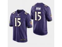 Youth Ravens #15 Marquise Brown 2019 NFL Draft Game Jersey - Purple
