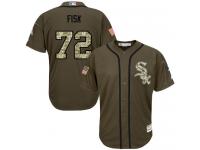 Youth White Sox #72 Carlton Fisk Green Salute to Service Stitched Baseball Jersey