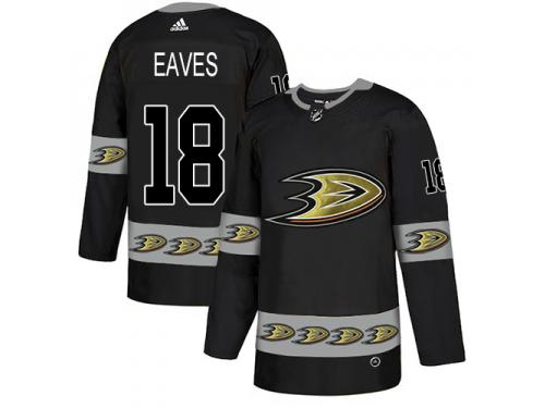 #18 Adidas Authentic Patrick Eaves Men's Black NHL Jersey - Anaheim Ducks Team Logo Fashion