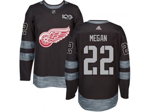 #22 Adidas Authentic Wade Megan Men's Black NHL Jersey - Detroit Red Wings 1917-2017 100th Anniversary