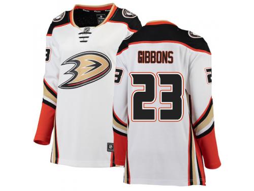 #23 Breakaway Brian Gibbons Women's White NHL Jersey - Away Anaheim Ducks