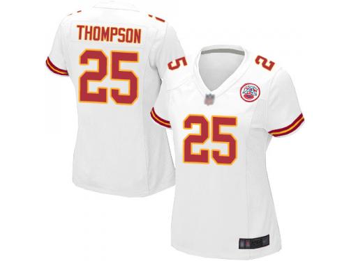 #25 Game Darwin Thompson White Football Road Women's Jersey Kansas City Chiefs