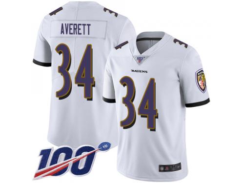 #34 Limited Anthony Averett White Football Road Youth Jersey Baltimore Ravens Vapor Untouchable 100th Season