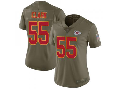 #55 Limited Frank Clark Olive Football Women's Jersey Kansas City Chiefs 2017 Salute to Service