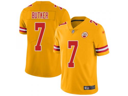 #7 Limited Harrison Butker Gold Football Youth Jersey Kansas City Chiefs Inverted Legend Vapor Rush