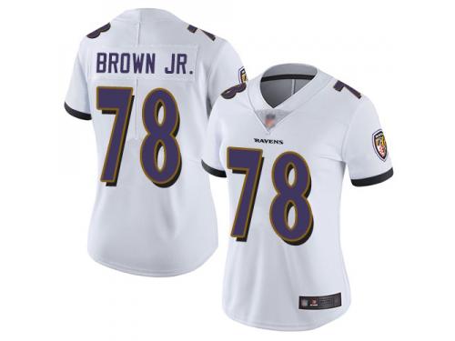 #78 Limited Orlando Brown Jr. White Football Road Women's Jersey Baltimore Ravens Vapor Untouchable
