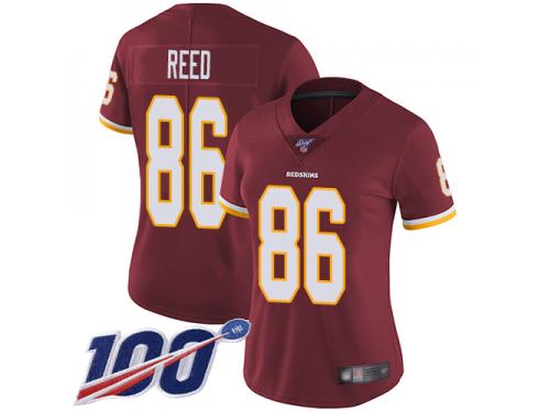 #86 Limited Jordan Reed Burgundy Red Football Home Women's Jersey Washington Redskins Vapor Untouchable 100th Season