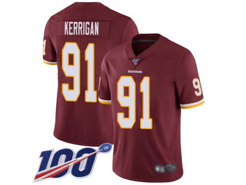 #91 Limited Ryan Kerrigan Burgundy Red Football Home Youth Jersey Washington Redskins Vapor Untouchable 100th Season