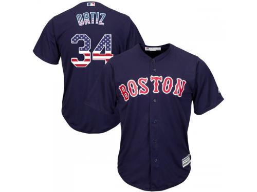 Boston Red Sox #34 David Ortiz Navy Stars and Stripes Cool Base Jersey