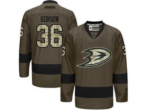 Ducks #36 John Gibson Green Salute to Service Stitched NHL Jersey