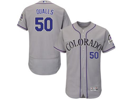 Gray Chad Qualls Men #50 Majestic MLB Colorado Rockies Flexbase Collection Jersey