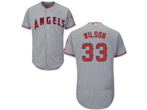 Grey C.J. Wilson Men #33 Majestic MLB Los Angeles Angels Of Anaheim Flexbase Collection Jersey
