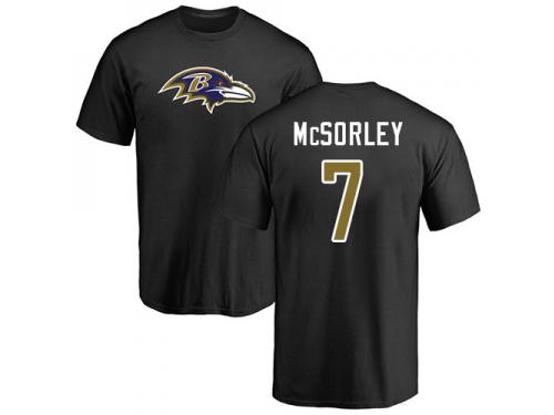 Men #7 Baltimore Ravens Trace McSorley Name & Number Logo Black Football T-Shirt