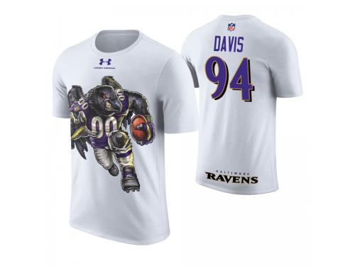 Men Baltimore Ravens Carl Davis #94 White Cartoon And Comic Artistic Painting T-Shirt