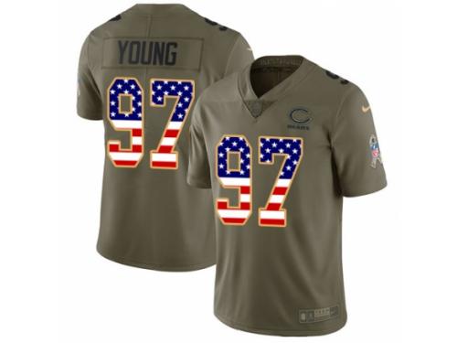 Men Nike Chicago Bears #97 Willie Young Limited Olive/USA Flag Salute to Service NFL Jersey