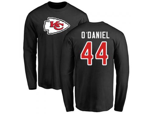 Men Nike Dorian O'Daniel Black Name & Number Logo - NFL Kansas City Chiefs #44 Long Sleeve T-Shirt