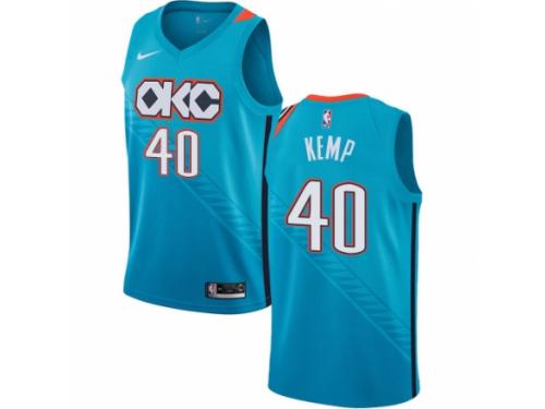 Men Nike Oklahoma City Thunder #40 Shawn Kemp  Turquoise NBA Jersey - City Edition