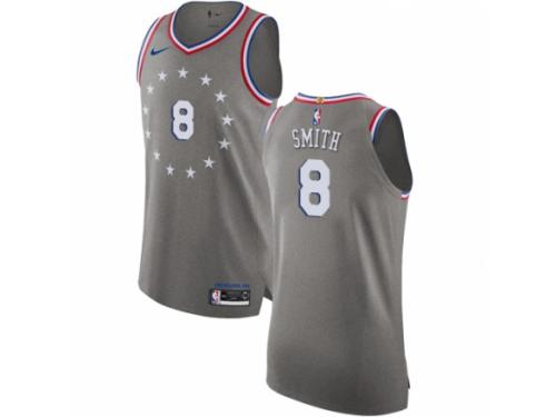 Men Nike Philadelphia 76ers #8 Zhaire Smith Gray NBA Jersey - City Edition