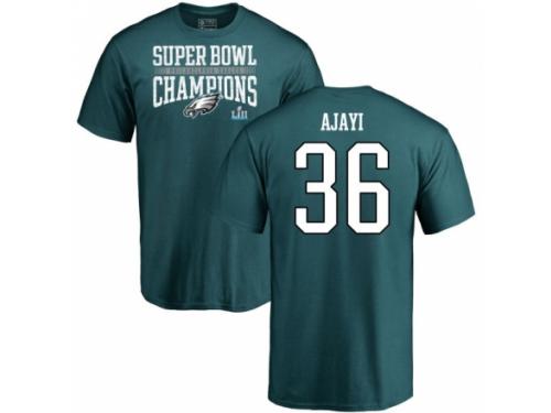 Men Nike Philadelphia Eagles #36 Jay Ajayi Green Super Bowl LII Champions T-Shirt
