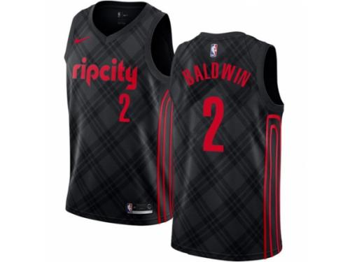 Men Nike Portland Trail Blazers #2 Wade Baldwin  Black NBA Jersey - City Edition