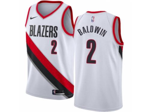 Men Nike Portland Trail Blazers #2 Wade Baldwin White NBA Jersey - Association Edition