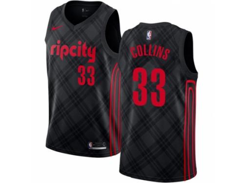 Men Nike Portland Trail Blazers #33 Zach Collins  Black NBA Jersey - City Edition