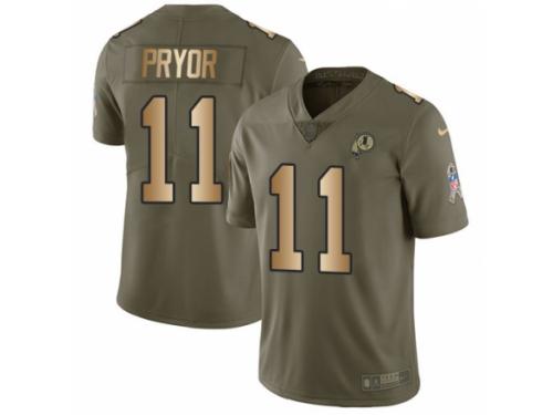 Men Nike Washington Redskins #11 Terrelle Pryor Limited Olive/Gold 2017 Salute to Service NFL Jersey