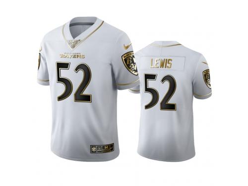 Men Ray Lewis Ravens White 100th Season Golden Edition Jersey
