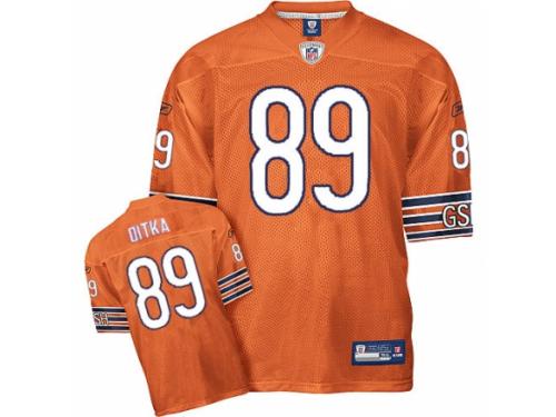 Men Reebok Chicago Bears #89 Mike Ditka Orange Authentic Throwback NFL Jersey