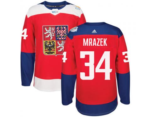 Men Team Czech Republic #34 Petr Mrazek 2016 World Cup of Hockey Red Adidas Jerseys
