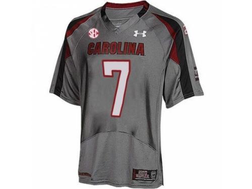 Men Under Armour South Carolina Gamecocks #7 Javedeon Clowney Grey With SEC Patch Authentic NCAA Jersey