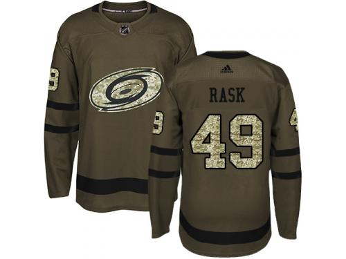 Men's Adidas Carolina Hurricanes #49 Victor Rask Green Authentic Salute to Service NHL Jersey