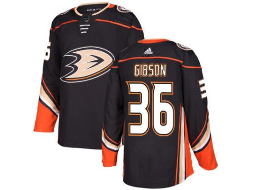 Men's Anaheim Ducks #36 John Gibson adidas Black Authentic Jersey 2017