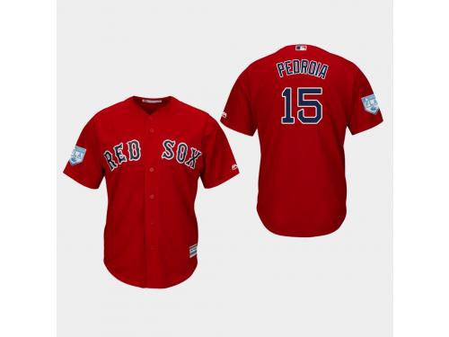 Men's Boston Red Sox 2019 Spring Training #15 Scarlet Dustin Pedroia Cool Base Jersey