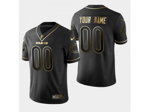 Men's Chicago Bears #00 Custom Golden Edition Vapor Untouchable Limited Jersey - Black