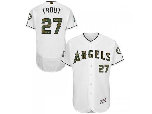 Men's Los Angeles Angels of Anaheim Mike Trout Majestic White Fashion 2016 Memorial Day Flex Base Jersey