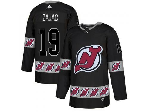 Men's New Jersey Devils #19 Travis Zajac Adidas Black Authentic Team Logo Fashion NHL Jersey