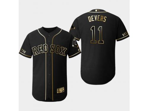 Men's Red Sox 2019 Black Golden Edition Rafael Devers Flex Base Stitched Jersey