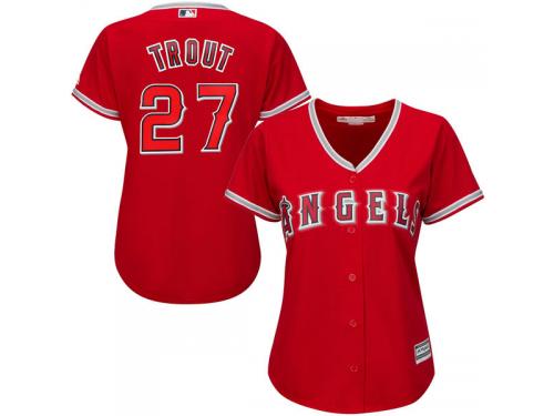Mike Trout Los Angeles Angels of Anaheim Majestic Women's 2015 Cool Base Jersey - Red