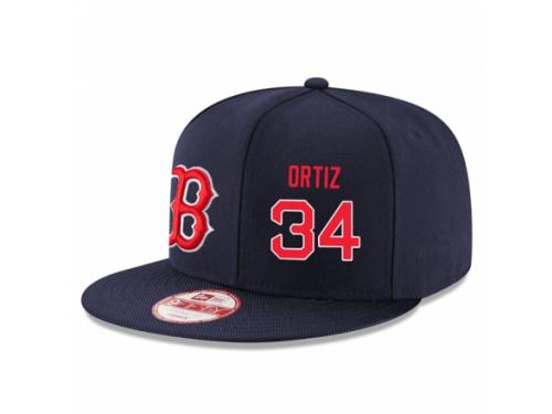 MLB 's New Era Boston Red Sox #34 David Ortiz Stitched Snapback Adjustable Player Hat - Navy Blue Red