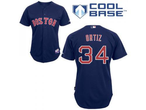 Navy Blue David Ortiz Youth #34 Majestic MLB Boston Red Sox Cool Base Alternate Jersey